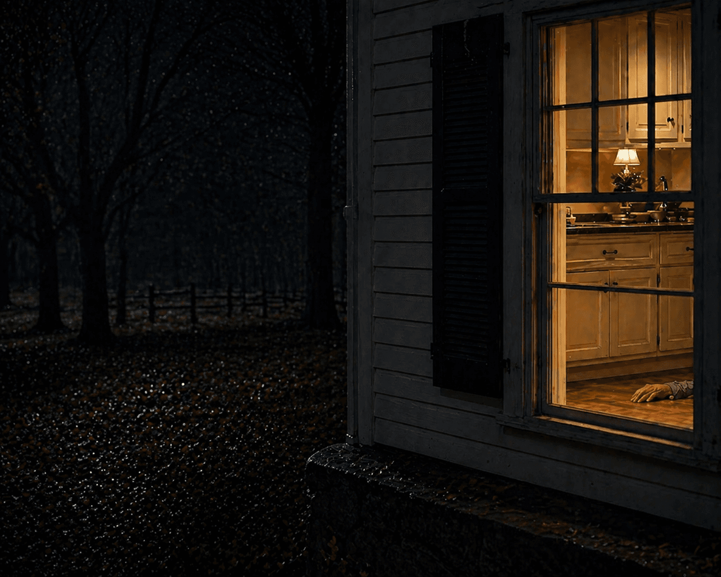 Senior woman alone at home at night